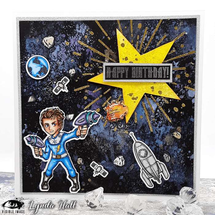 space captain stamp handmade card